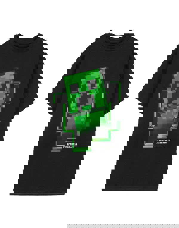 Minecraft Boys Black Creeper Inside Short Sleeved T-Shirt