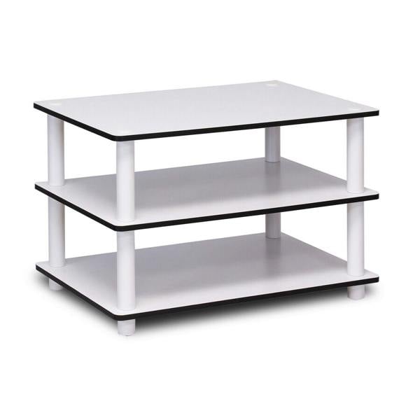 WALPLUS Just 3-Tier No Tools Coffee Table, White w/White Tube Center Table Minimalist Clutter-Free Design For Small Spaces (White, 3 Tier)