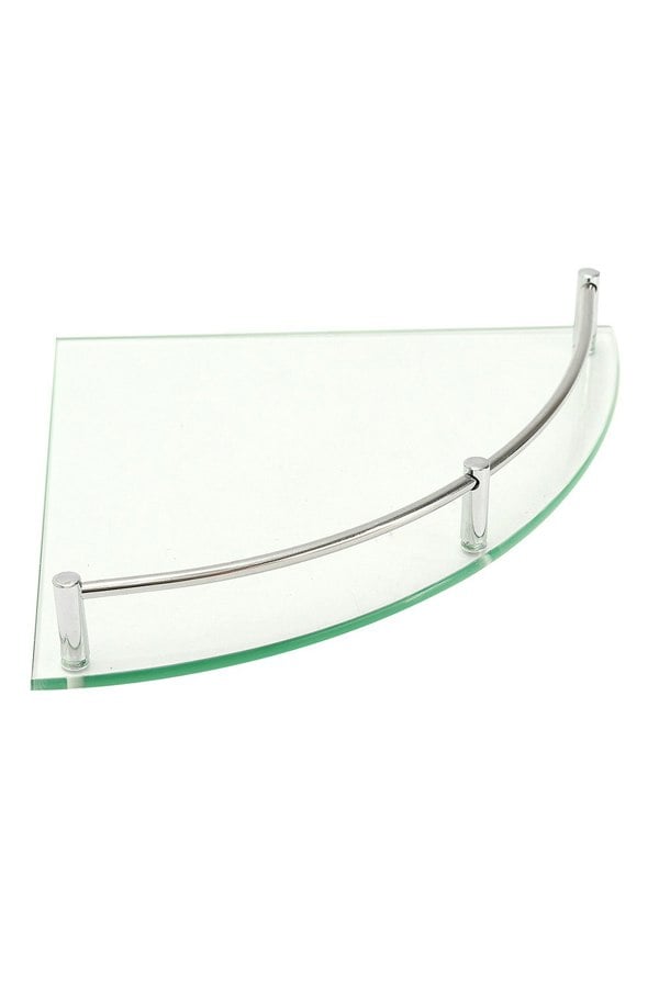 Living and Home Single Layer Bathroom Glass Bathtub Shower Triangle Shelf Storage Rack, Modern Style Glass Bathroom Storage Rack Glass Corner Shelf