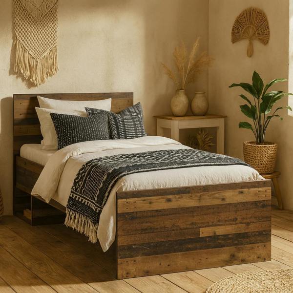 Wyld Haus Whimwick Single 3ft Walnut Industrial Bed Frame