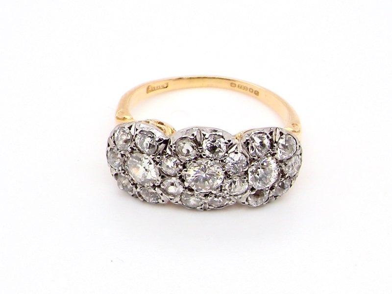 Vintage Tom A fine Art Deco style diamond triple cluster ring