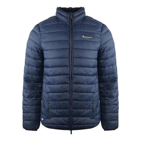 Aquascutum Mens Logo Padded Jacket - Navy Blue - 
