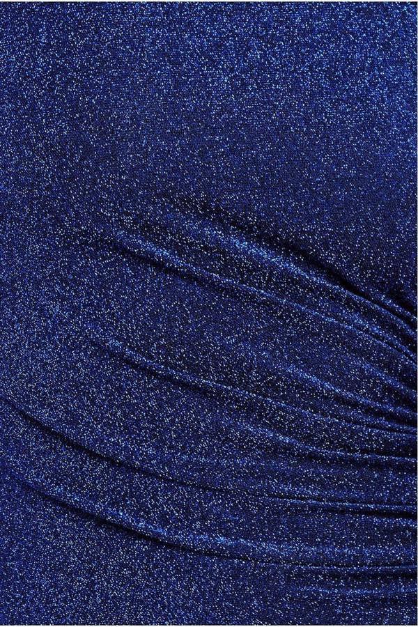 Open Back One Sleeve Lurex Midi - Royal Blue DR3749