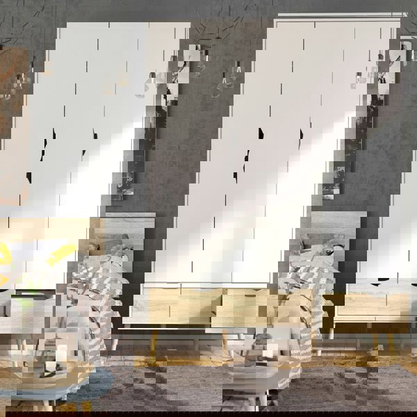 Furniture To Go Oslo Wardrobe 3 Doors 3 Drawers in White and Oak