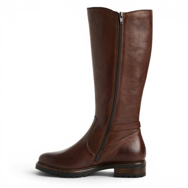 Tamaris Women’s Brown Leather Knee High Platform Heel Long Boots - 25609-47