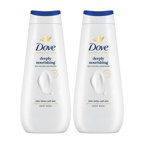 Dove Advanced Care Deeply Nourishing Body Wash 24H Micromoisture, 2x400ml