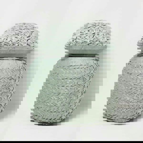 HOMESCAPES Grace Pleated Velvet Pouffe