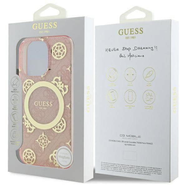 Guess IML Peony On 4G Background Case with MagSafe for iPhone 16 Pro 6.3" Pink - GUHMP16LH4PYEEP