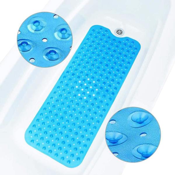 ADOV Bath Mat Non Slip, 100 x 40cm Extra Long Shower Mat with Suction Cups and Drain Holes