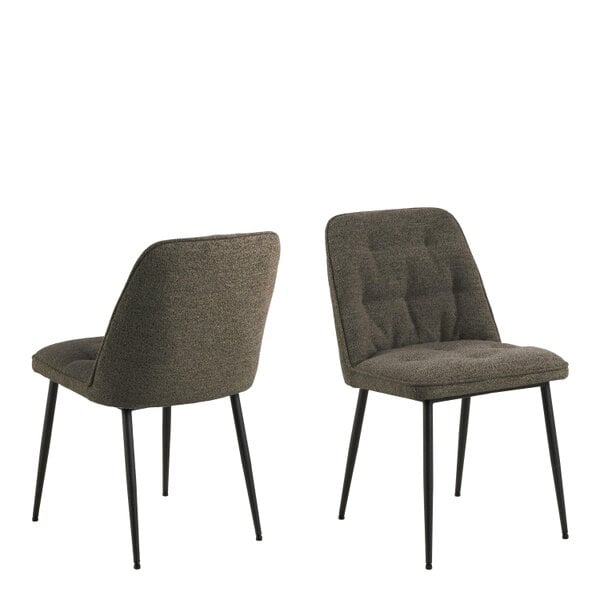 Wyld Haus Buttonfern Set of 2 Vintage Brown Diamond Upholstered Dining Chairs