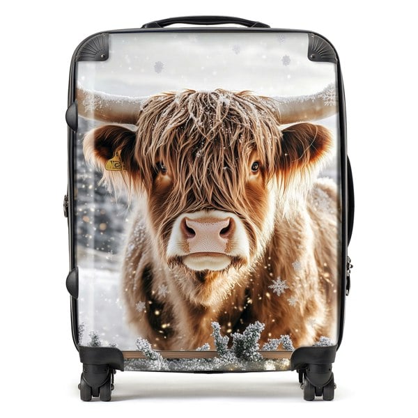 Warren Reed Wintery Highland Cow Suitcase