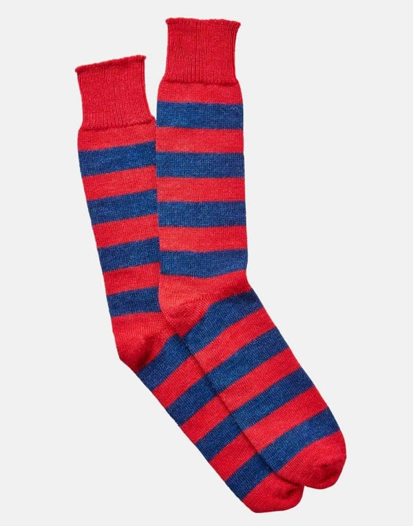 Men's Alpaca Stripe Socks – Red & Navy - British Boxers