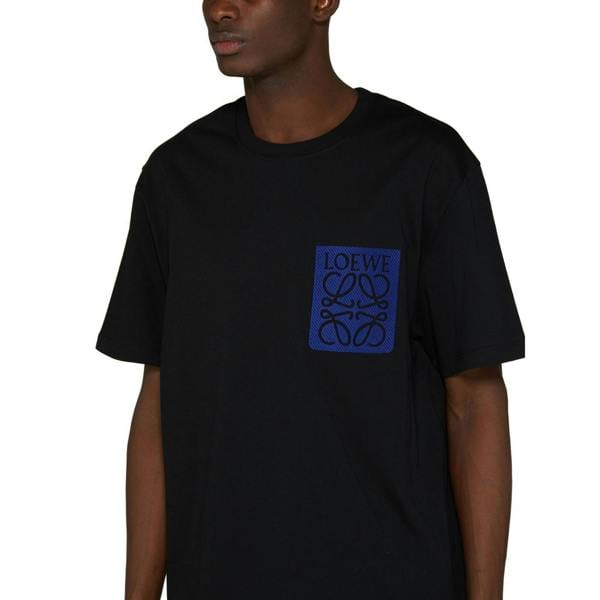 Loewe Blue Anagram Fake Pocket Blue T-Shirt   in  Black
