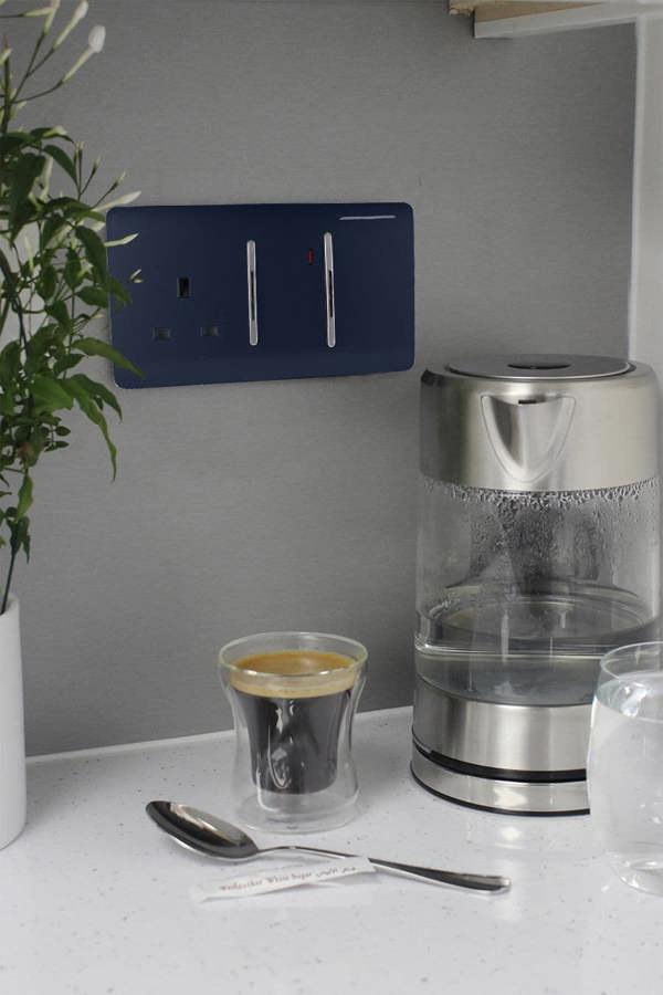 Trendi Switch 45 Amp Cooker Switch & 13 Amp Plug Socket with Neon in Navy Blue