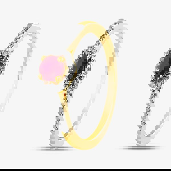 T. H. Baker 9ct Yellow Gold Ruby & Diamond Halo Ring OJR1701-R