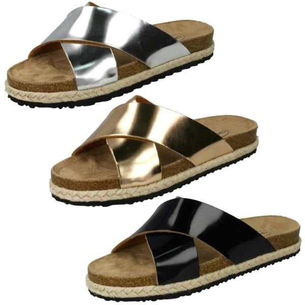 Spot On Ladies Spot On Cross Over Strap Mules