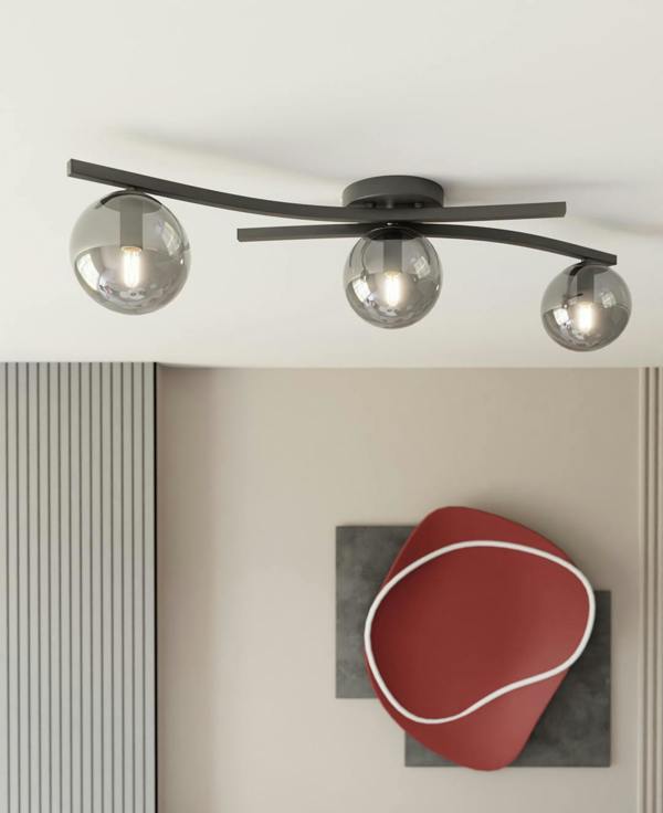 Emibig OPUS Ceiling lamp 3 x E14 Black with Graphite Shade