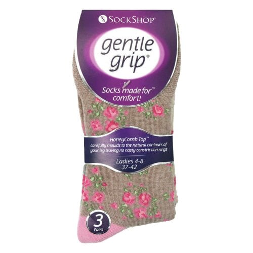 Gentle Grip 3 Pairs Ladies Cotton Rich Everyday Socks Gentle Grip Soft Top Comfort Socks