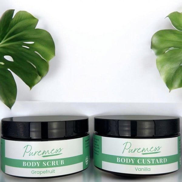 Puremess Grapefruit Glow Body Care Duo | Himalayan Sea Salt Scrub & Luxurious Body Custard (200ml)