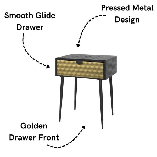 Core Products Jupiter Metal 1-Drawer Bedside Cabinet