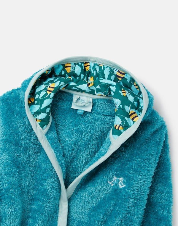 Luca and Rosa Busy Bees Blue Boys Fleece Dressing Gown