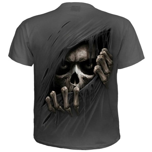 Spiral Direct Unisex Adult Grim Ripper T-Shirt - Grey