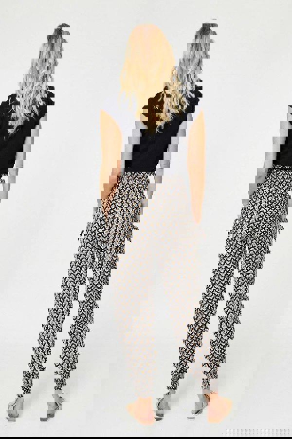 Black | Mosaic Print Shirred Harem Pants