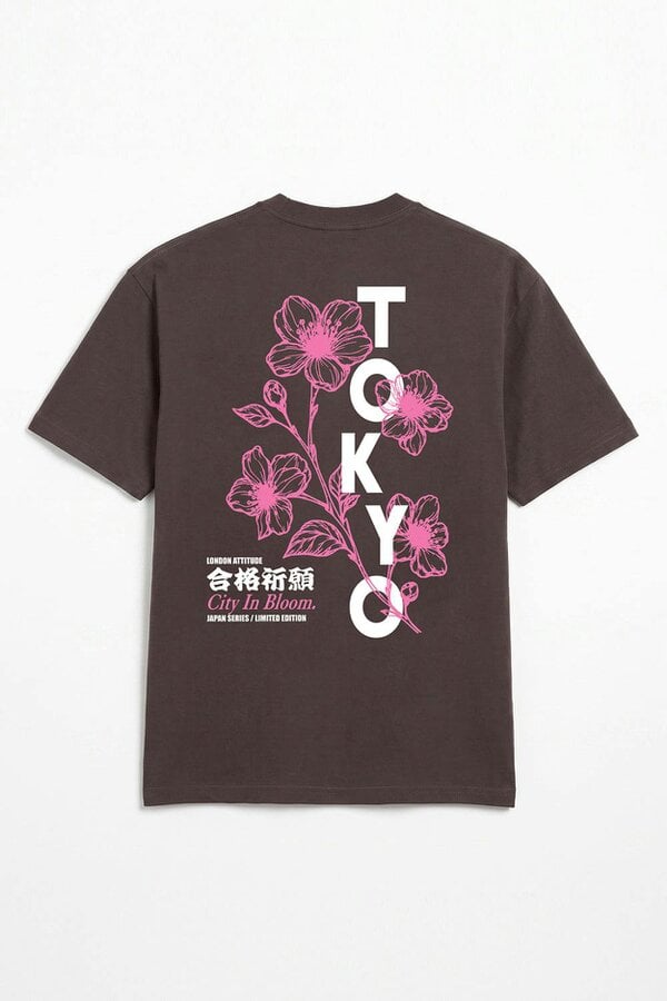 London Attitude Tokyo City in Bloom Oversized Heavyweight Graphic T-Shirt