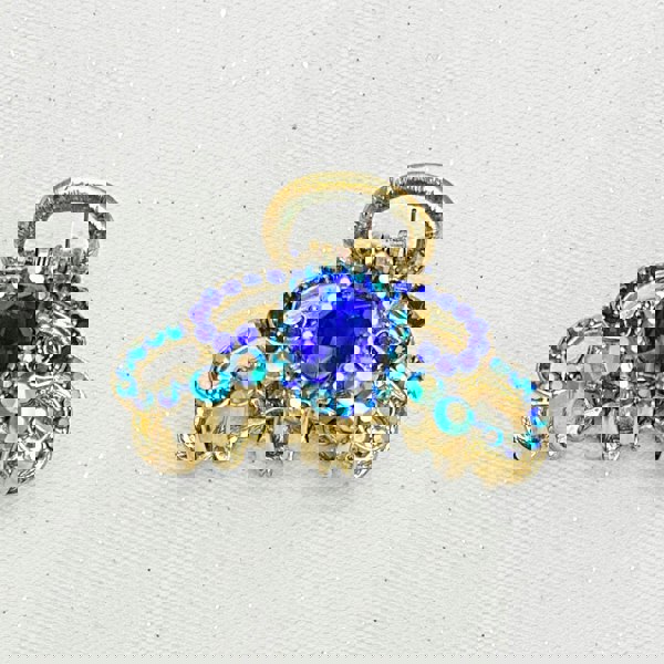Blue Hair Claw Clip with Gems