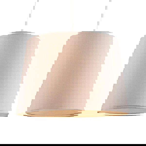 Contemporary Light Taupe Linen Fabric Drum Lampshade with Cotton Inner Image 2