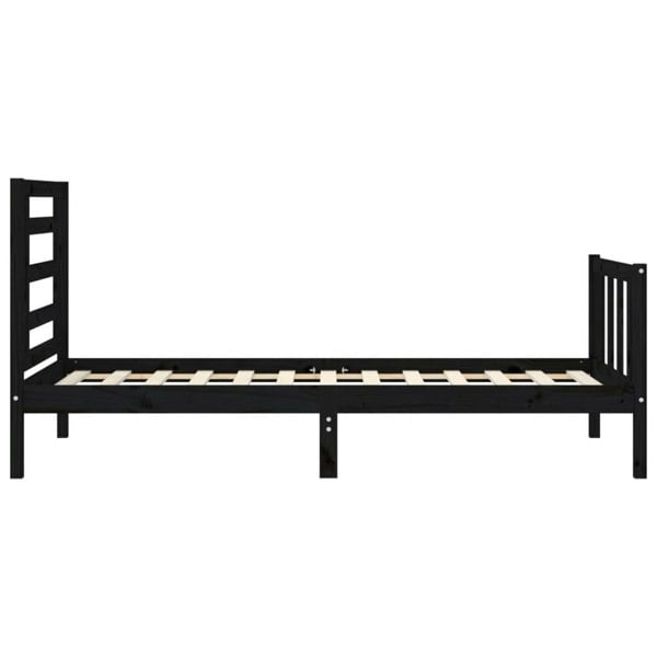 Berkfield Bed Frame with Headboard Black Small Single Solid Wood
