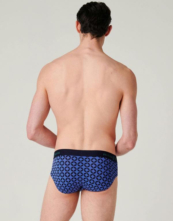 British Boxers Men's Bamboo Briefs - Metric Blue