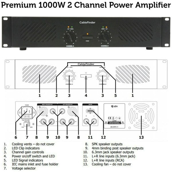 PRO Bar Club Sound System 4x Loud Wall Speaker 2 Channel 1000W Music Player Kit