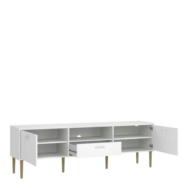 Wyld Haus Nagoya White Media TV Unit 2 Doors 1 Drawer 1 Shelf