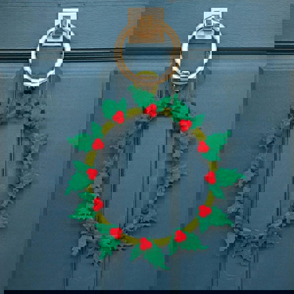 Paper High Felt Holly Christmas Wreath