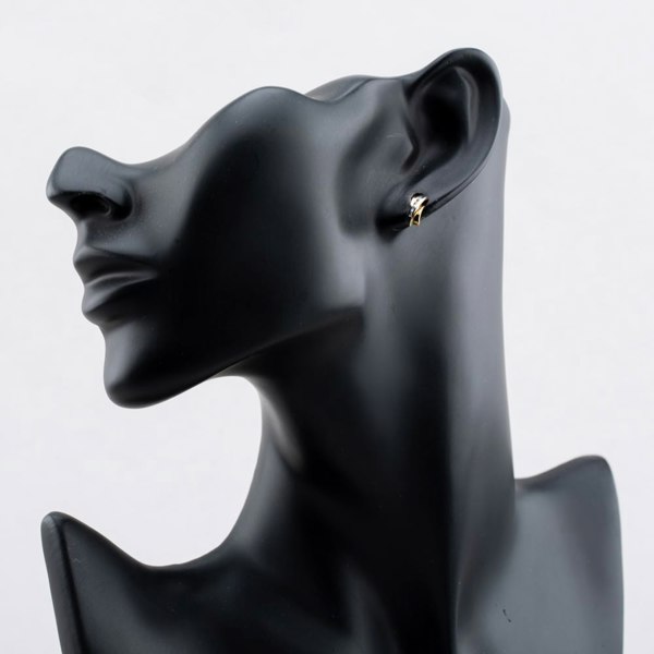 T. H. Baker 9ct Two Colour Gold Triple Bar Cubic Zirconia Stud Earrings 2.59.0289
