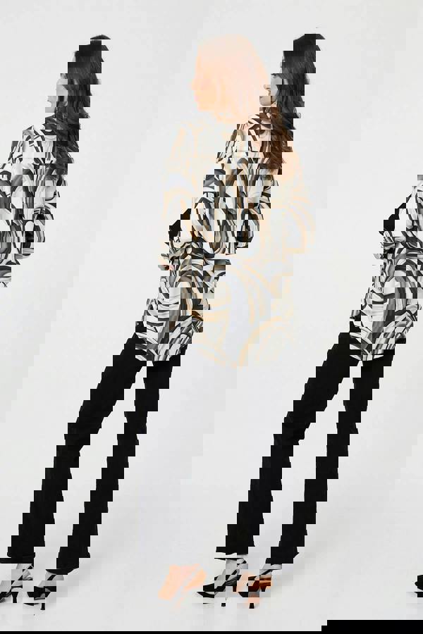 White | Abstract Long Sleeve Relaxed Shirt