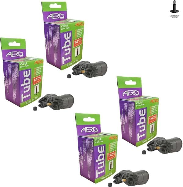 Awe 4 x Butyl Rubber 14" x 1.75-2.125 Inner Tube 500%* Extra Ride Time Schrader Valve