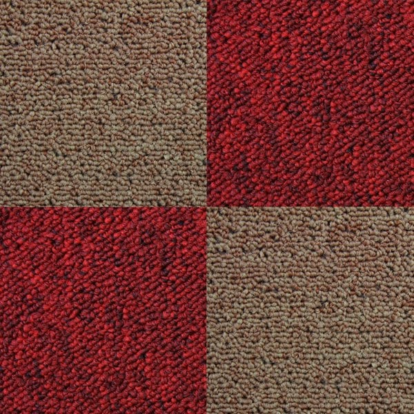 40 x Carpet Tiles 10m2 - Scarlet Red & Sand