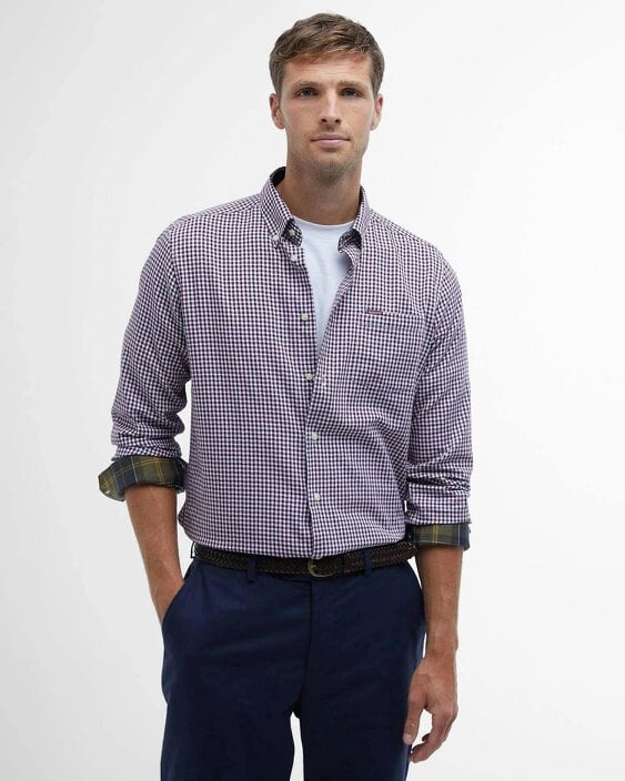 Barbour Padshaw Tailored Check Long-Sleeved Shirt - Green - Rich Red