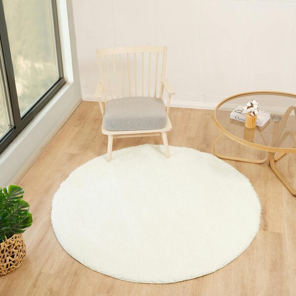 Livabliss Cloudy Shaggy CDG2302 Solid Color Ivory Plush Soft Pile Rug
