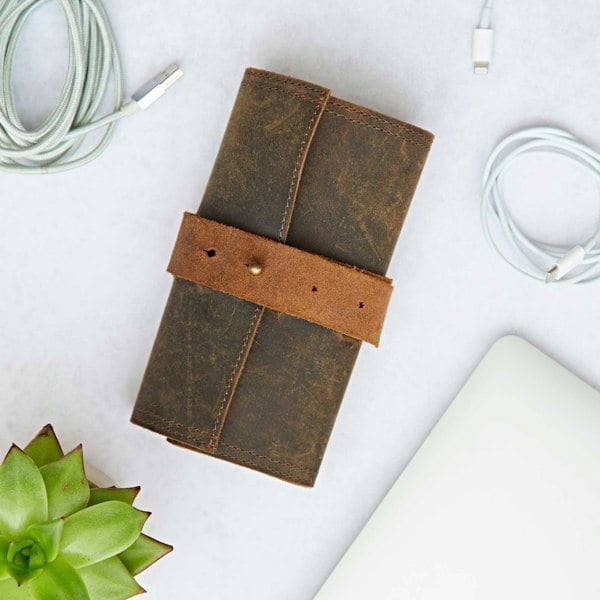 Paper High Buffalo Leather Cable Organiser