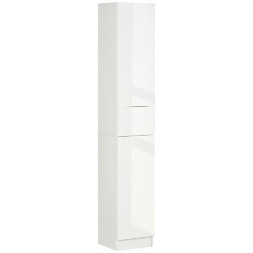 Wyld Haus Elluno High Gloss White Tall Bathroom Storage Cabinet With Push To OFauxn Door