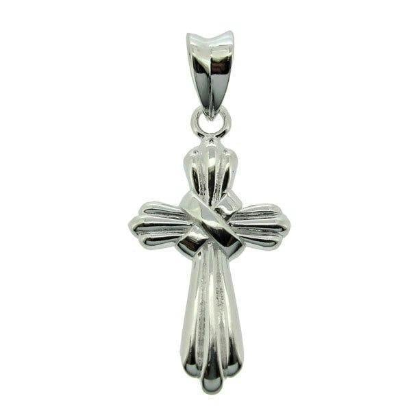 Christopher James of London Sterling Silver Ribbon Cross Pendant With Optional Chain
