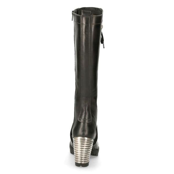 New Rock M-TR005-S1 Ladies Knee High Black Gothic High-Heeled Boots