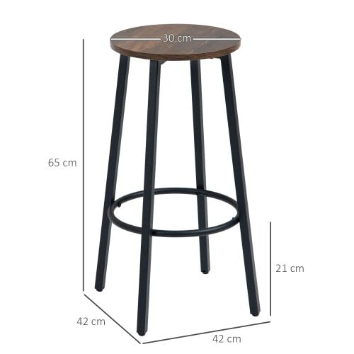 Wyld Haus Kabato Metal And Wood Rustic Brown Industrial Bar Stools Set Of 2 With Footrest