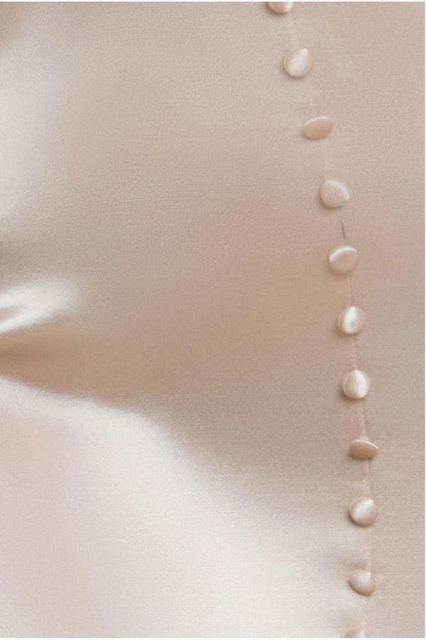 Satin Viscose Front Buttoned Dipped Hem Midaxi Dress - Champagne DR3899