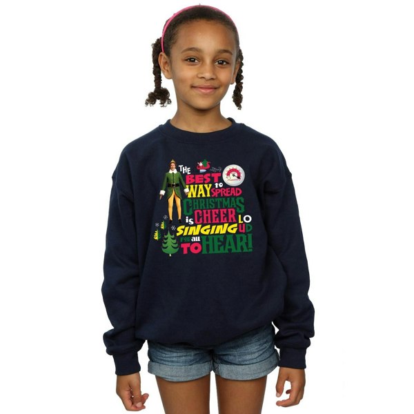 Elf Girls Christmas Cheer Sweatshirt - Navy Blue