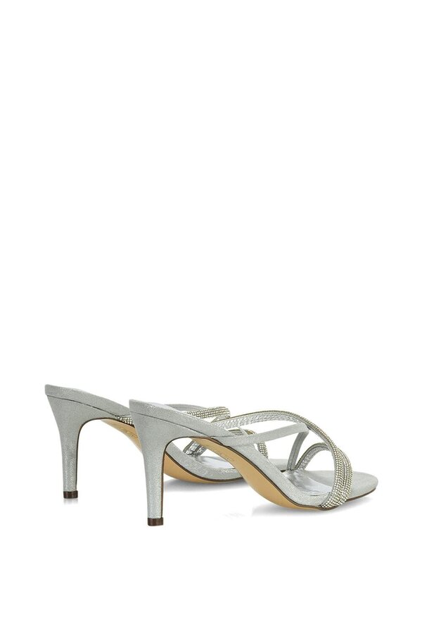 XY LONDON Diamante Cross Over Strappy Sandal Stiletto High Mule Heels