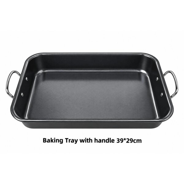 Dyzi 39cm Rectangular Deep Non-Stick Carbon Steel Baking Tray Black